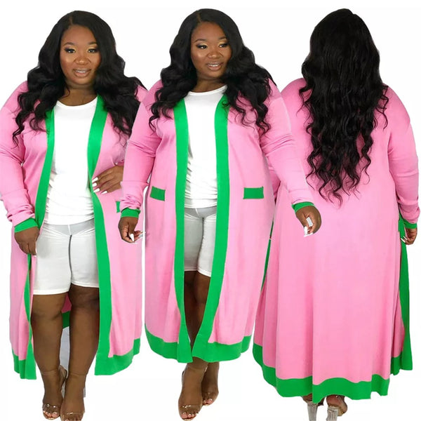 Pink and Green Long Sleeve Duster